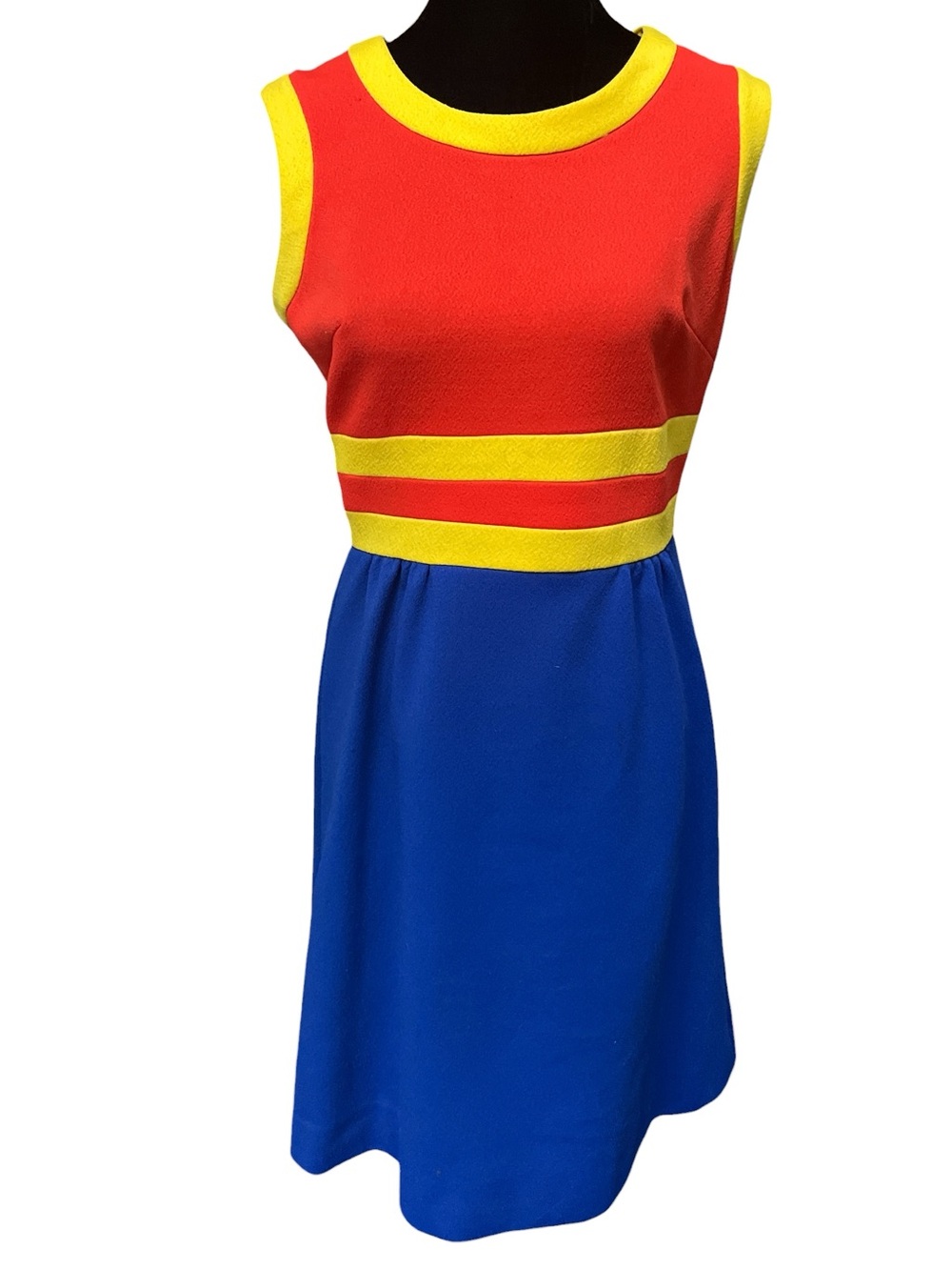 Vintage 1960s Mod Mini Dress Haypenney Polyester Sleeveless Tank Zip Back Retro